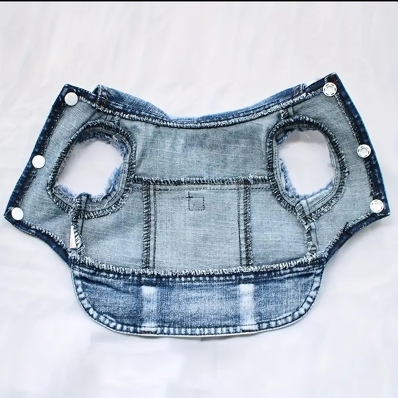 🆕 Denim Dog Vest Harness for Small Breeds, Jean Jacket Style w/ Traction Buckle - Picture 8 of 11